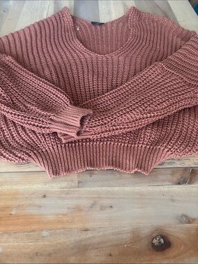 Vici Women's Rusty Rose Chunky Knit Scoop Sweater